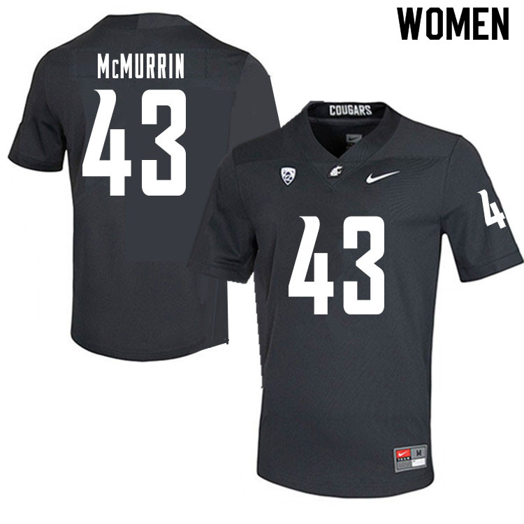 Women #43 Jamal McMurrin Washington State Cougars College Football Jerseys Sale-Charcoal